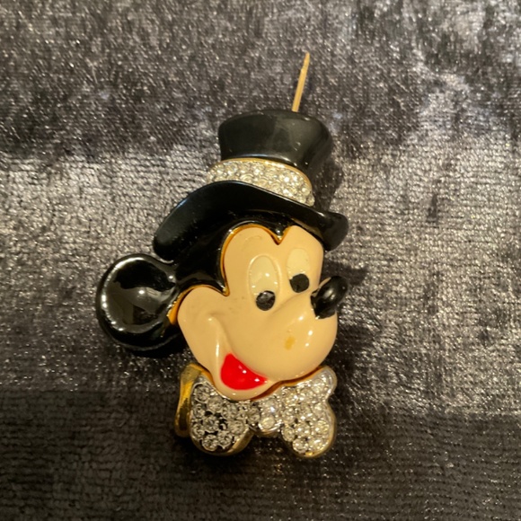 Vintage Disney Designs Mickey Mouse in Top Hat Crystal Brooch - Picture 3 of 3